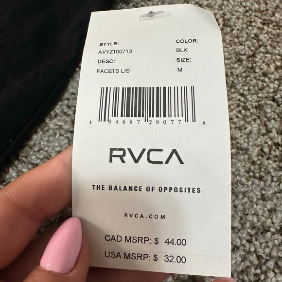 RVCA Men's Facets Long Sleeve T-Shirt Size M In Black - Picture 10 of 14